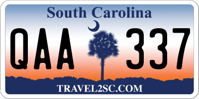 SC license plate QAA337