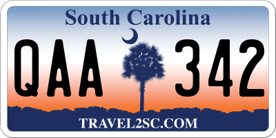 SC license plate QAA342