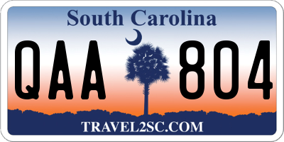 SC license plate QAA804