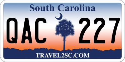 SC license plate QAC227