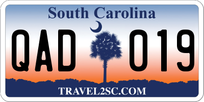 SC license plate QAD019