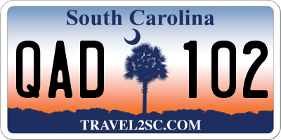 SC license plate QAD102