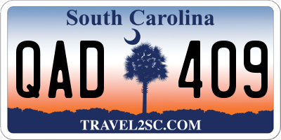 SC license plate QAD409