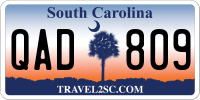 SC license plate QAD809