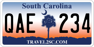 SC license plate QAE234
