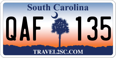 SC license plate QAF135