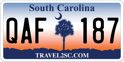 SC license plate QAF187