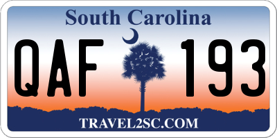 SC license plate QAF193