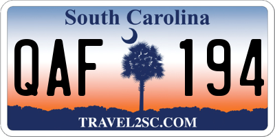 SC license plate QAF194