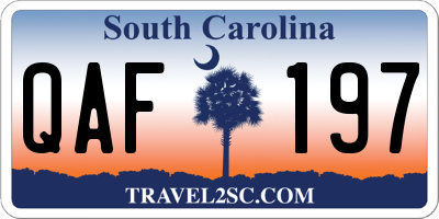 SC license plate QAF197