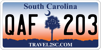 SC license plate QAF203