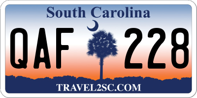 SC license plate QAF228