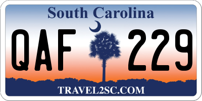 SC license plate QAF229