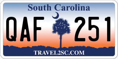 SC license plate QAF251