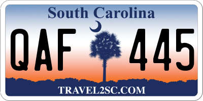 SC license plate QAF445