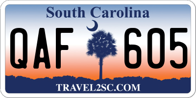 SC license plate QAF605