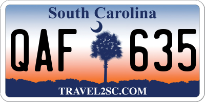SC license plate QAF635