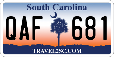 SC license plate QAF681
