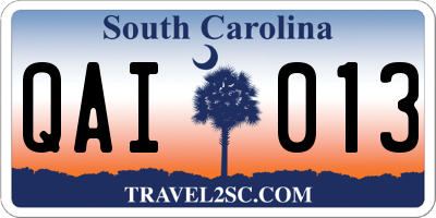 SC license plate QAI013