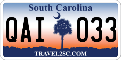 SC license plate QAI033