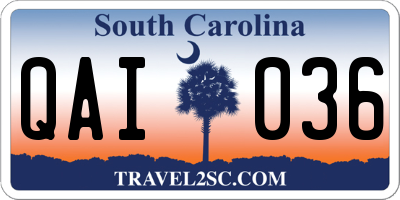 SC license plate QAI036