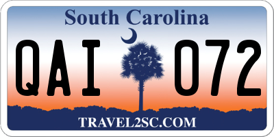 SC license plate QAI072