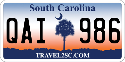 SC license plate QAI986