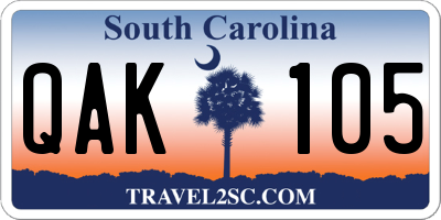 SC license plate QAK105