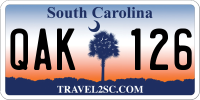 SC license plate QAK126