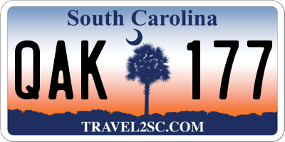 SC license plate QAK177