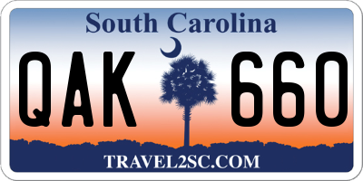 SC license plate QAK660