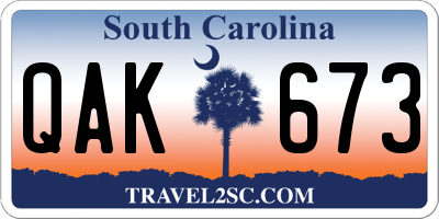 SC license plate QAK673
