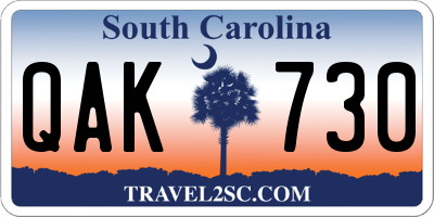 SC license plate QAK730