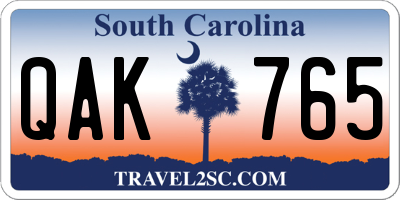 SC license plate QAK765