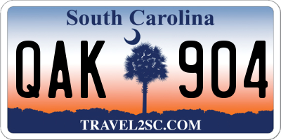 SC license plate QAK904