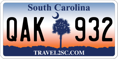 SC license plate QAK932