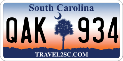 SC license plate QAK934