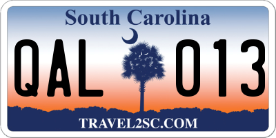 SC license plate QAL013
