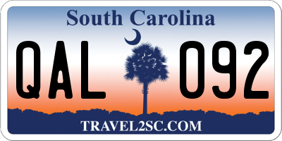 SC license plate QAL092