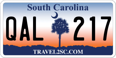 SC license plate QAL217