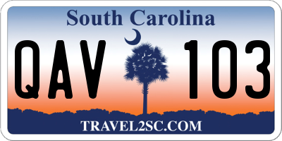 SC license plate QAV103