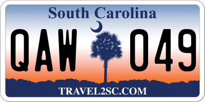 SC license plate QAW049
