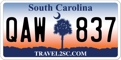 SC license plate QAW837