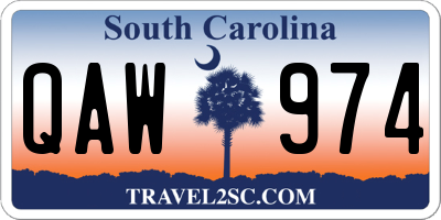 SC license plate QAW974