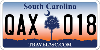 SC license plate QAX018