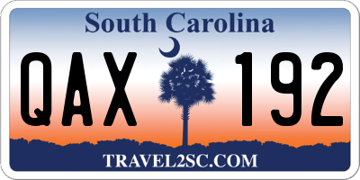 SC license plate QAX192