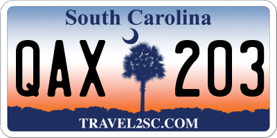 SC license plate QAX203