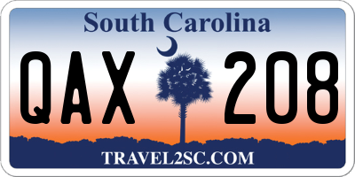 SC license plate QAX208