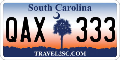 SC license plate QAX333