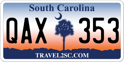 SC license plate QAX353